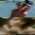 Nude woman diving